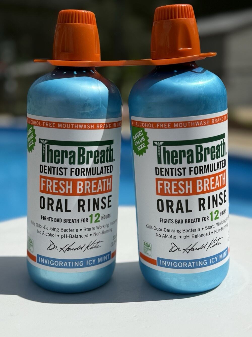 (2) TheraBreath Fresh Breath Oral Rinse, Invigorating Icy Mint, 33.8 Fl Oz each